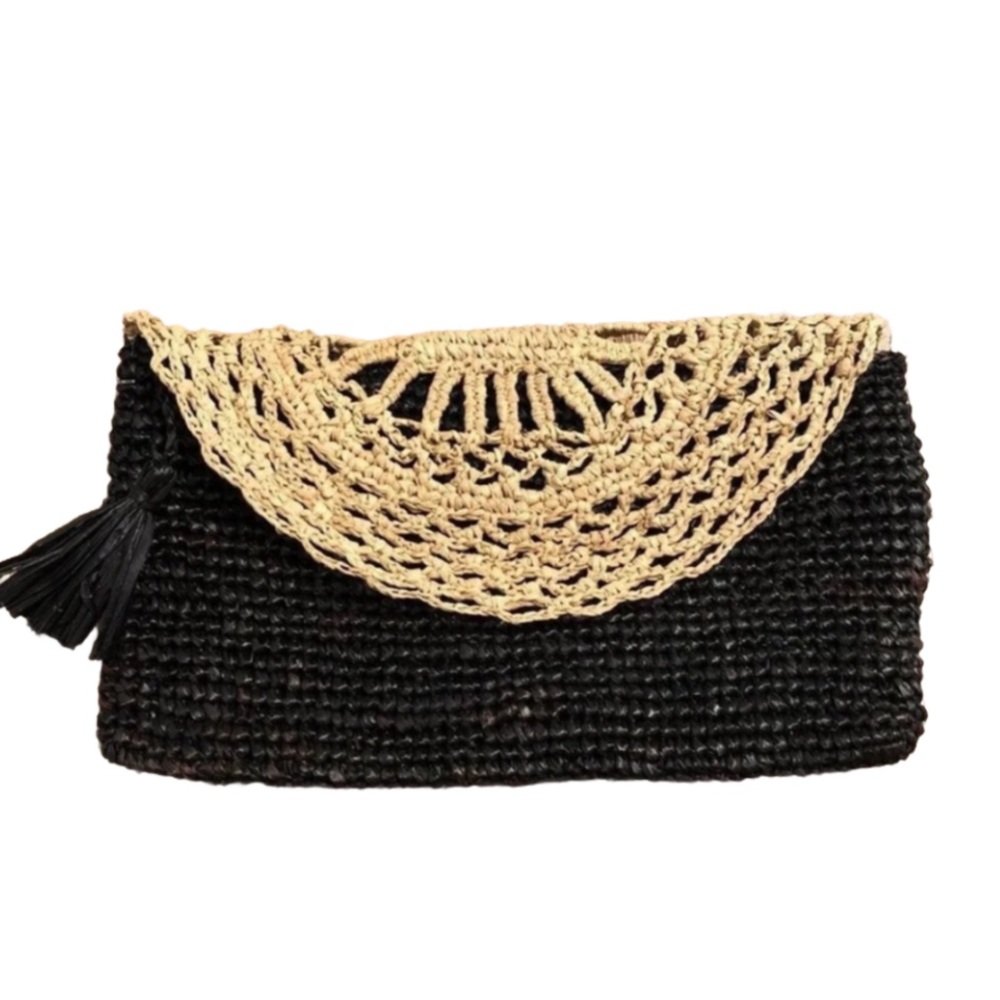 La Floraison Raffia Summer Clutch Bag NWOT